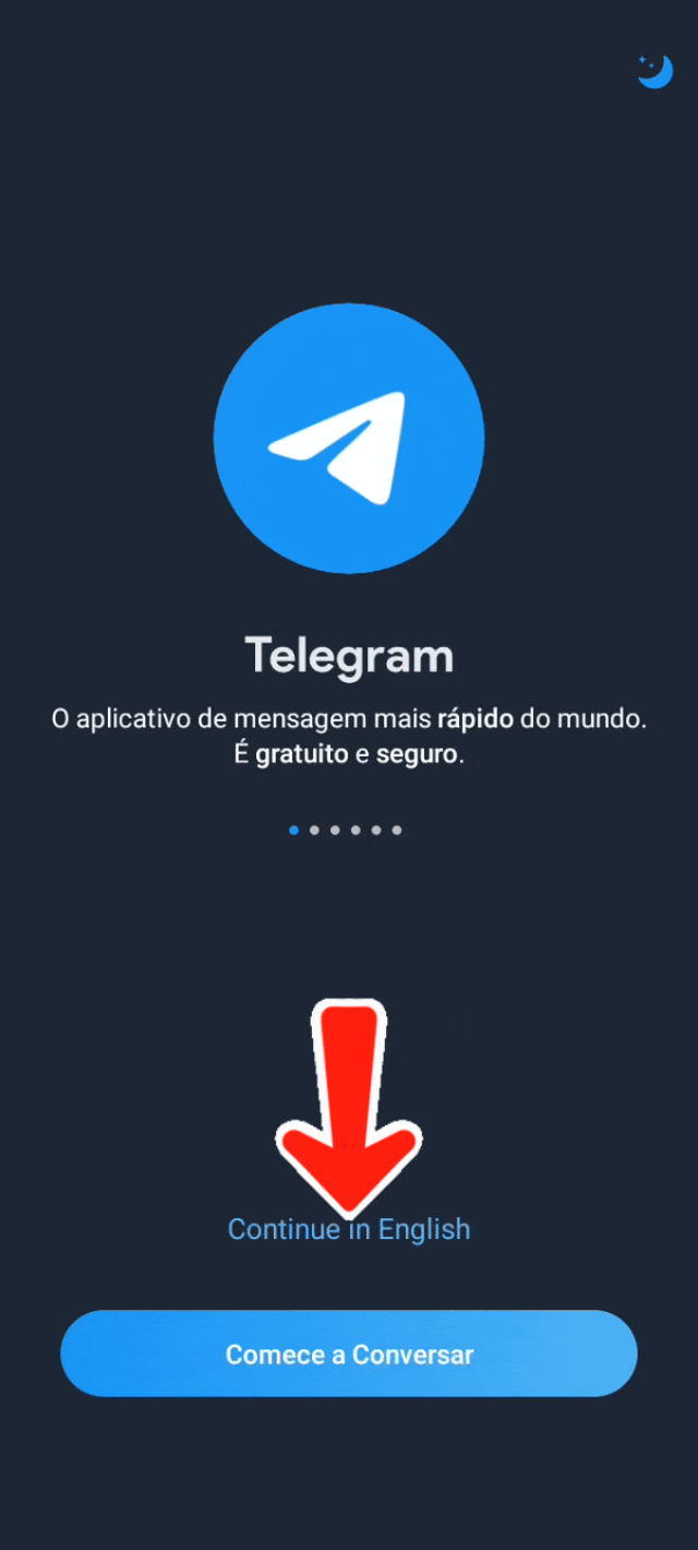 Animação do Telegram pedindo o país e o número de telefone, terminando na confirmação do número.